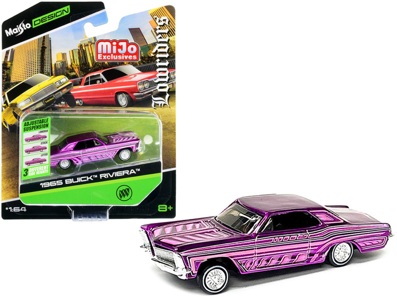 Maisto Buick Riviera Lowrider 1965 - Morado caramelo - Serie "Lowriders" - 15494-21 BRIV