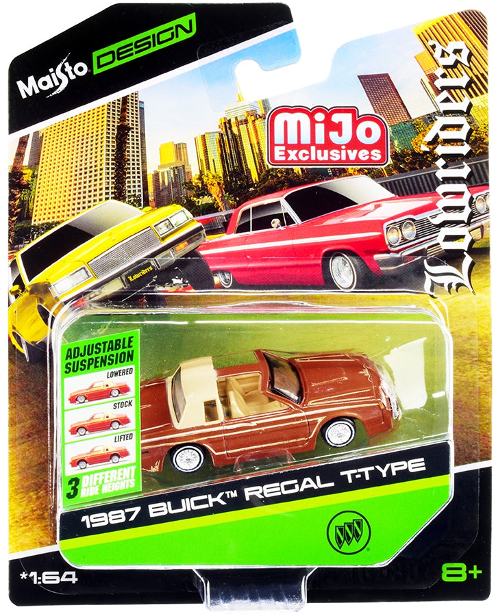 Maisto Buick Regal T-Type Lowrider de 1987 - Cobre metalizado y tostado - Serie "Lowriders" - 15494-21BRT