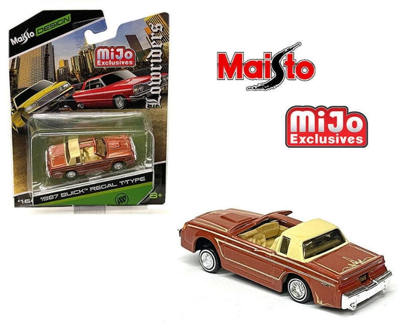 Maisto Buick Regal T-Type Lowrider de 1987 - Cobre metalizado y tostado - Serie "Lowriders" - 15494-21BRT
