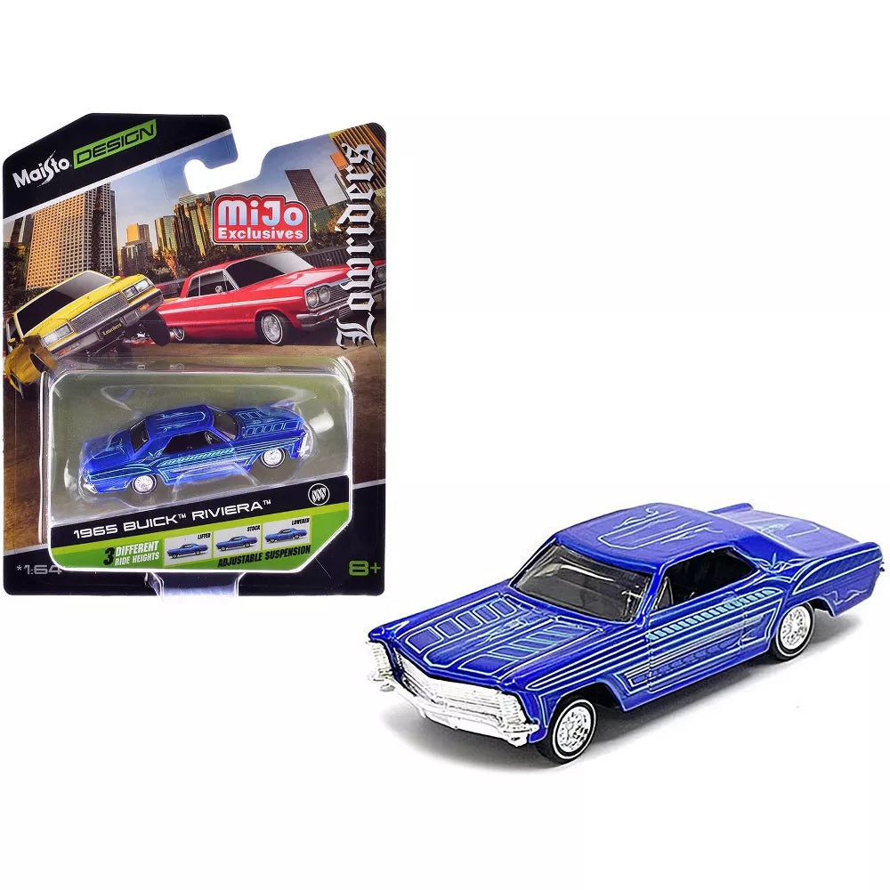 Maisto Buick Riviera Lowrider de 1965 - Azul caramelo - Serie "Lowriders" - 15494-23D