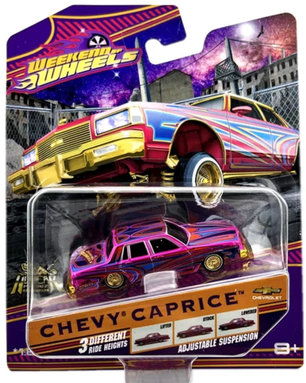 Maisto Chevy Caprice Lowrider – Rose bonbon – Série « Lowriders » – 15494-6127-02 – Convention World of Wheels