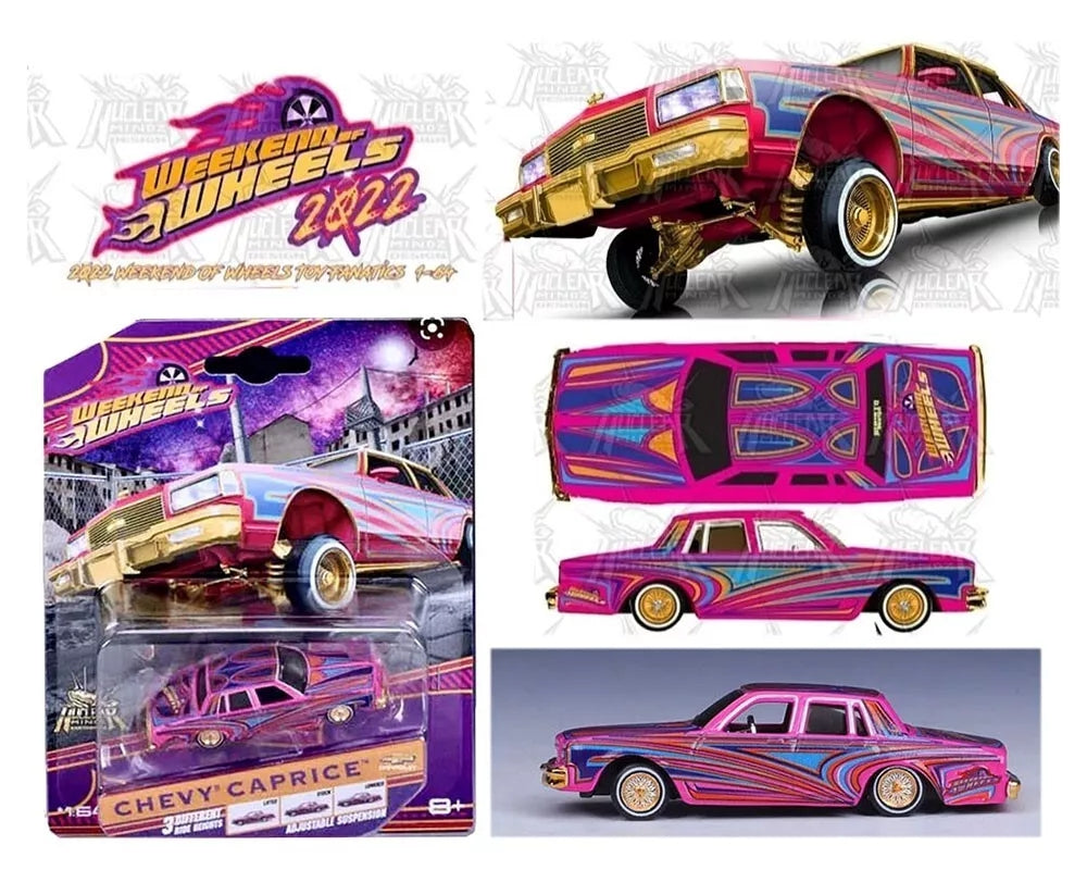 Maisto Chevy Caprice Lowrider – Rose bonbon – Série « Lowriders » – 15494-6127-02 – Convention World of Wheels