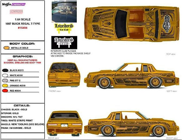 Maisto 1987 Buick Regal - Gold with Custom Graphics - 2515 Regal - Super Con 2022