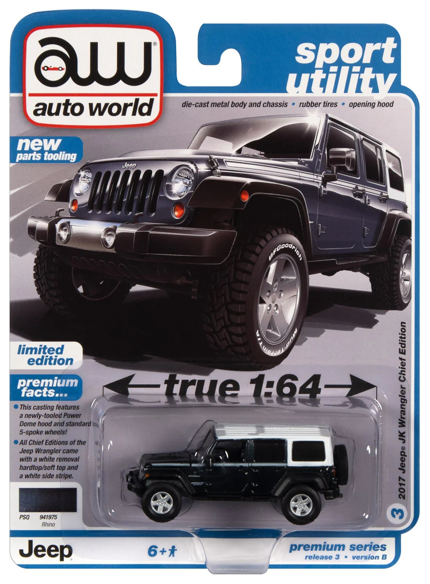 Jeep Wrangler Chief Edition 2017, escala 1:64, fundido a presión - AWSP108B
