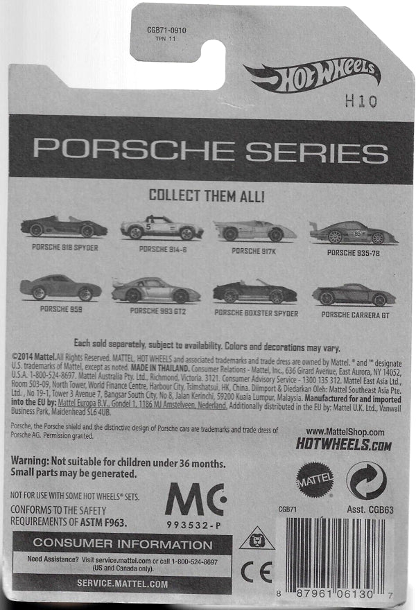 Hot Wheels Porsche Carrera GT HW Porsche Serie 7/8 - CGB71 - Exclusivo de Walmart
