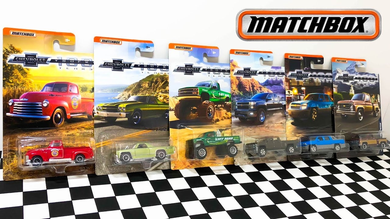 Camions Chevrolet MATCHBOX Série 100 ans 2018 - DVL53-DVL58 - Lot de six (6) - Exclusivité Walmart