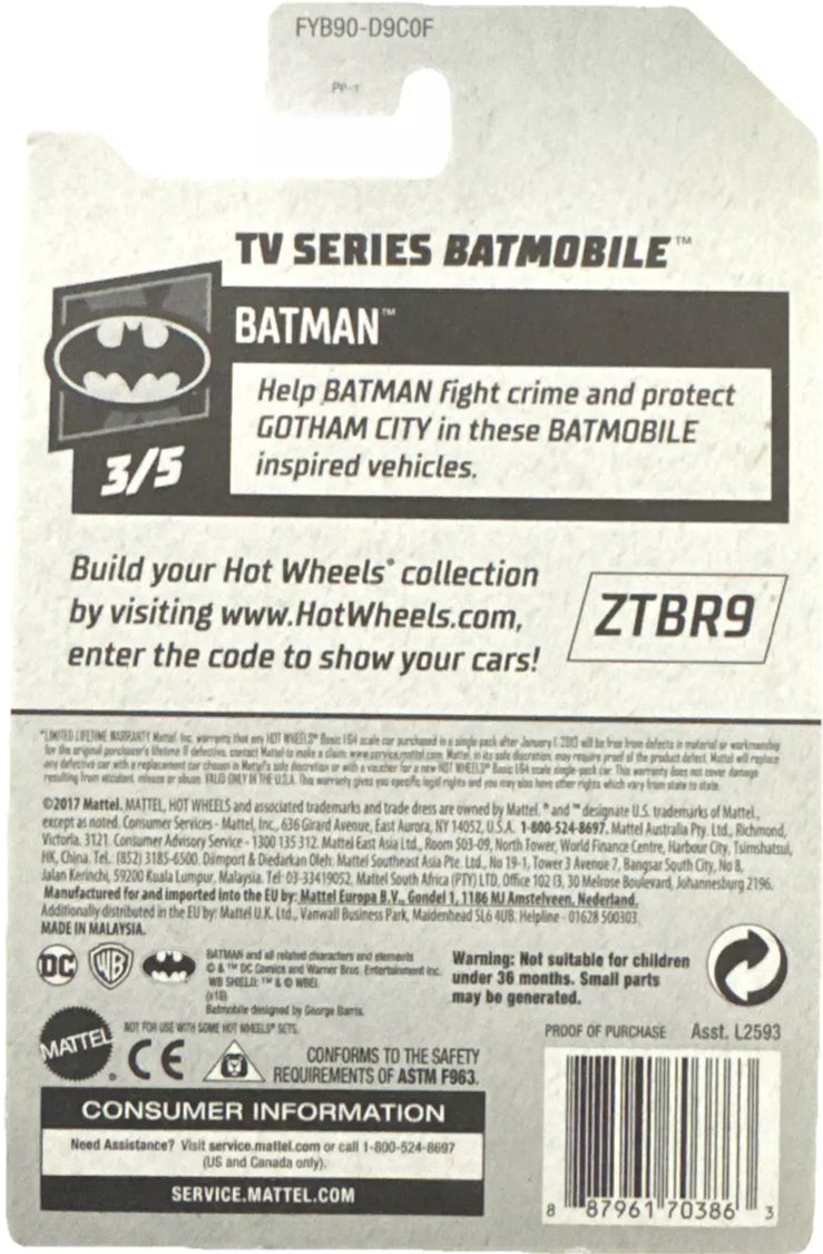 Batimóvil de la serie de televisión Hot Wheels HW Batman FYB90
