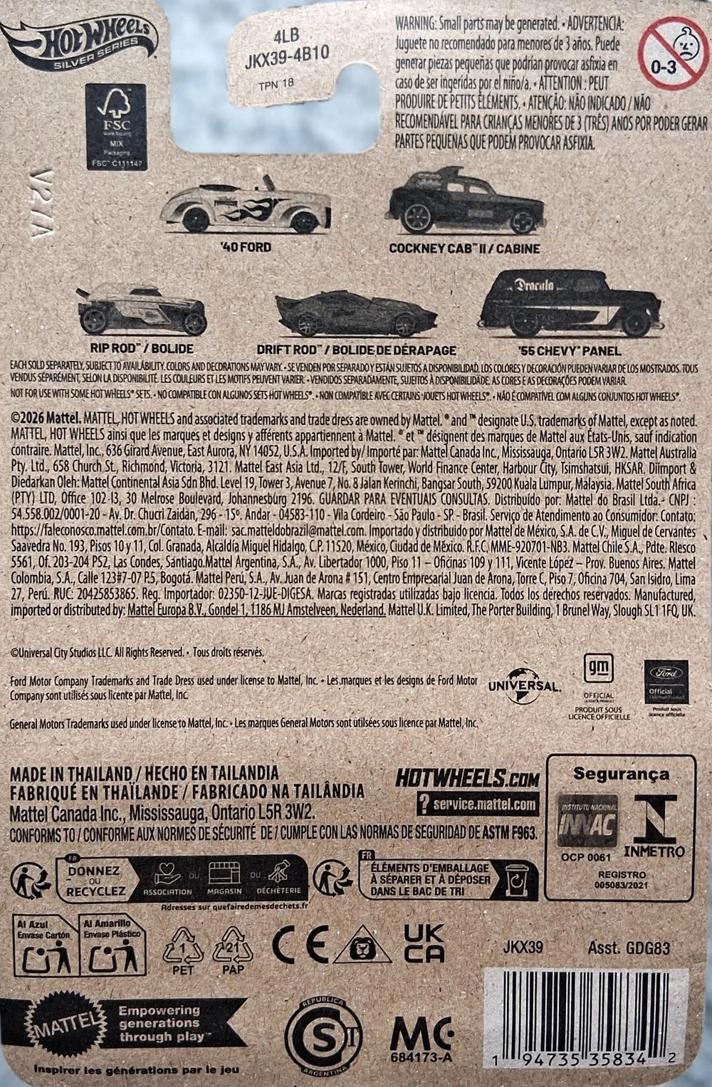 Hot Wheels Warner Bros. Serie 100.º Aniversario 2023 - GDG83-HLK29 - Conjunto completo