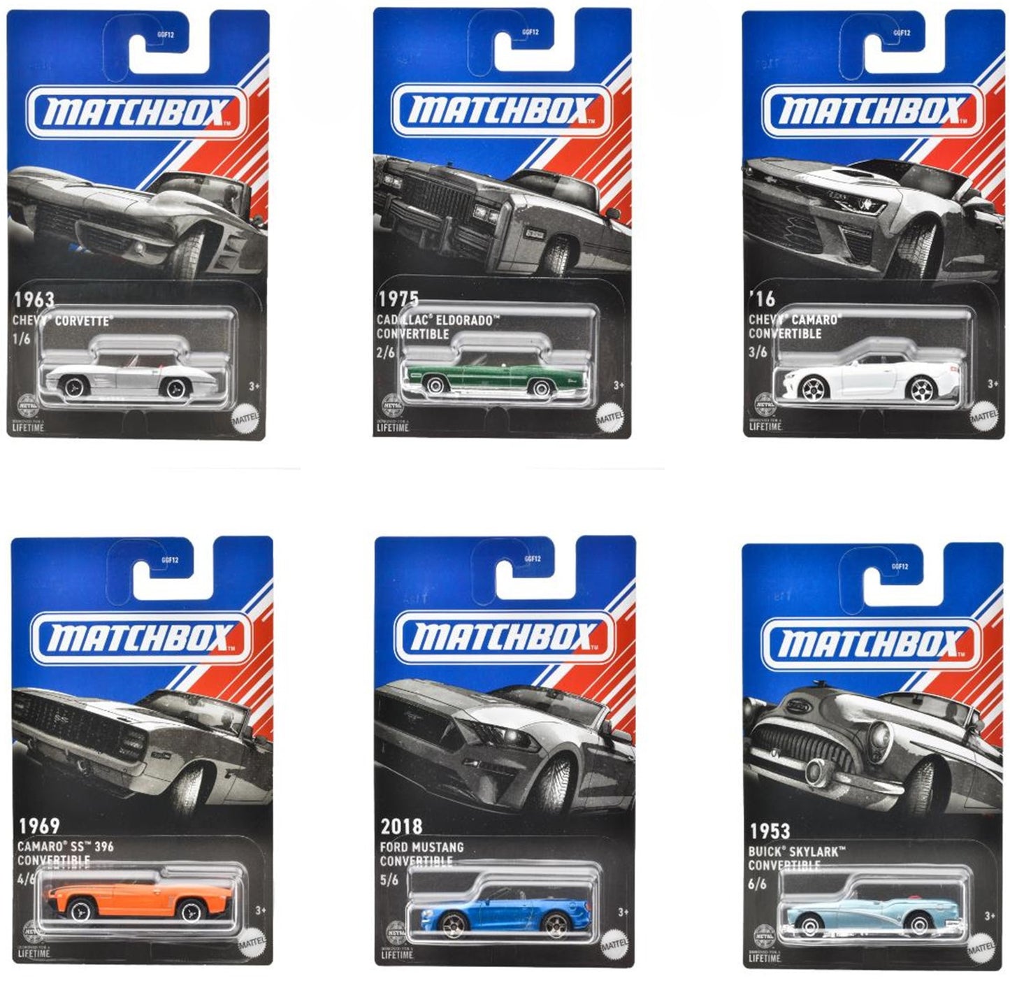 MATCHBOX American Convertibles Series GGF12-987D - Juego de seis (6) coches - Exclusivo de Walmart