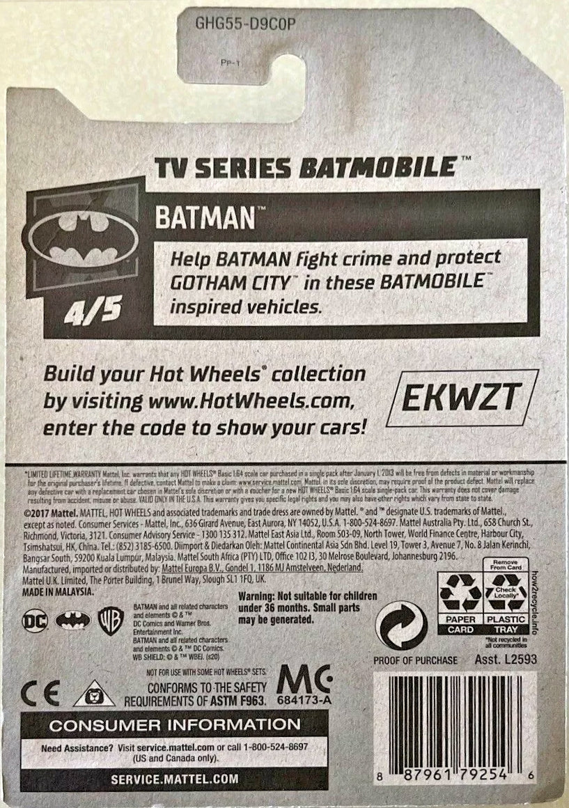 Batimóvil de la serie de televisión Hot Wheels HW Batman GHG55 - Exclusivo de Kroger