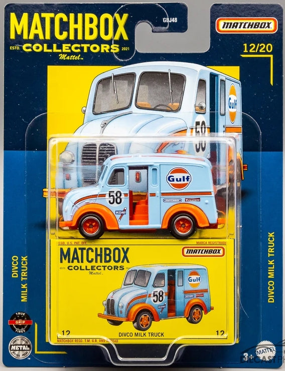 Camion laitier MATCHBOX Collectors Gulf Oil Divco GRK29 - Premium avec pneus True Grip