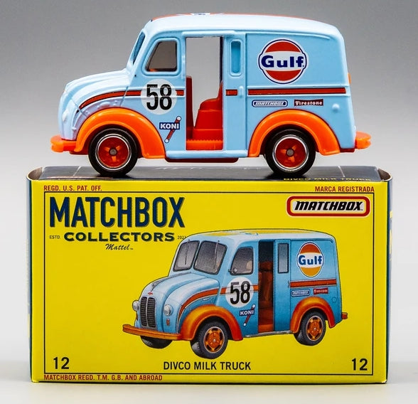 Camion laitier MATCHBOX Collectors Gulf Oil Divco GRK29 - Premium avec pneus True Grip