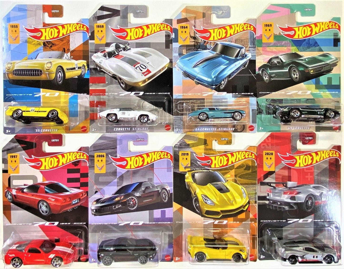 Hot Wheels 2023 Corvette Serie 70 Colección Exclusiva de Walmart - Más (+) un Hot Wheel Bonus - Conjunto Completo - GRT01-956E