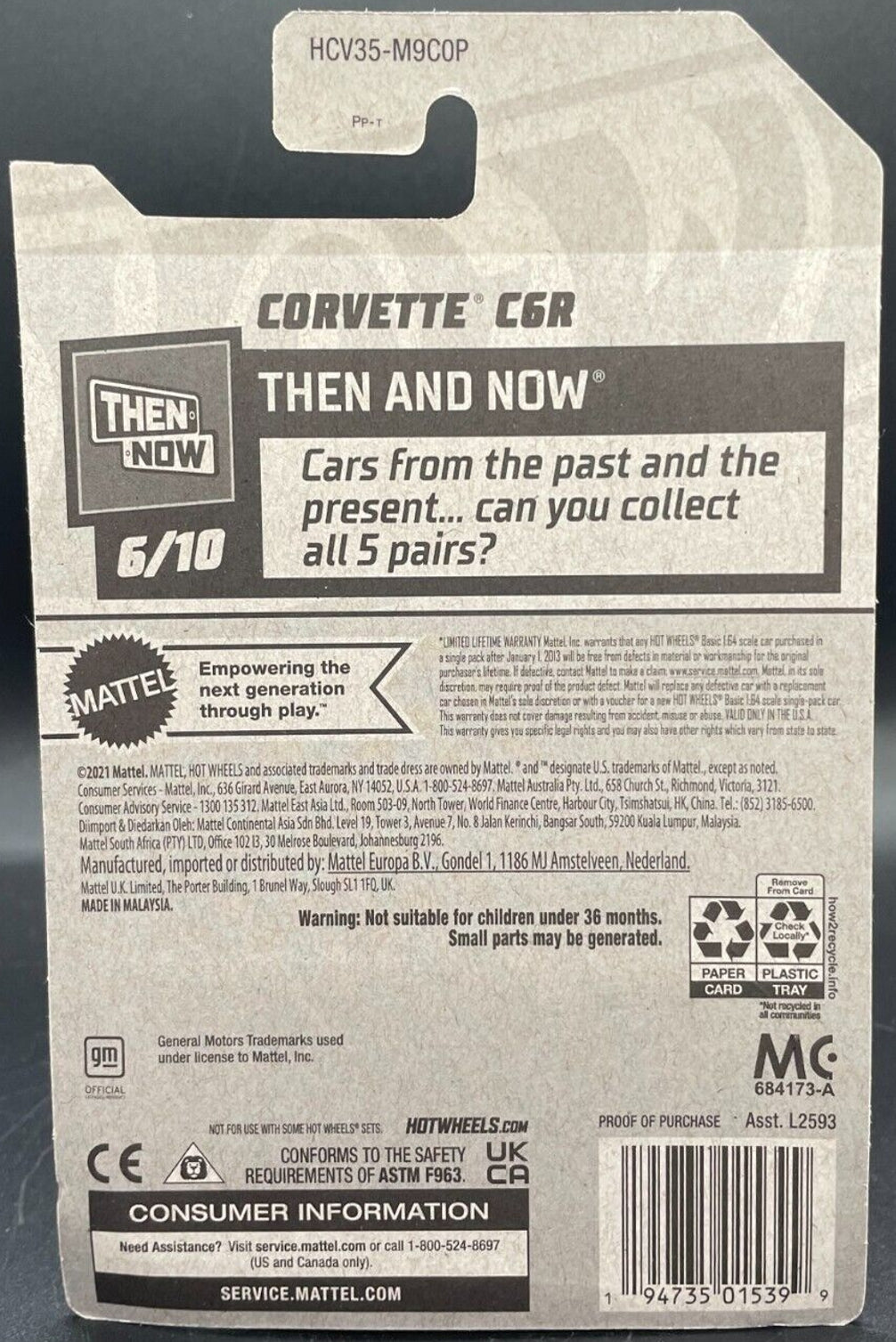 Hot Wheels Corvette C6R HW hier et aujourd'hui HCV35