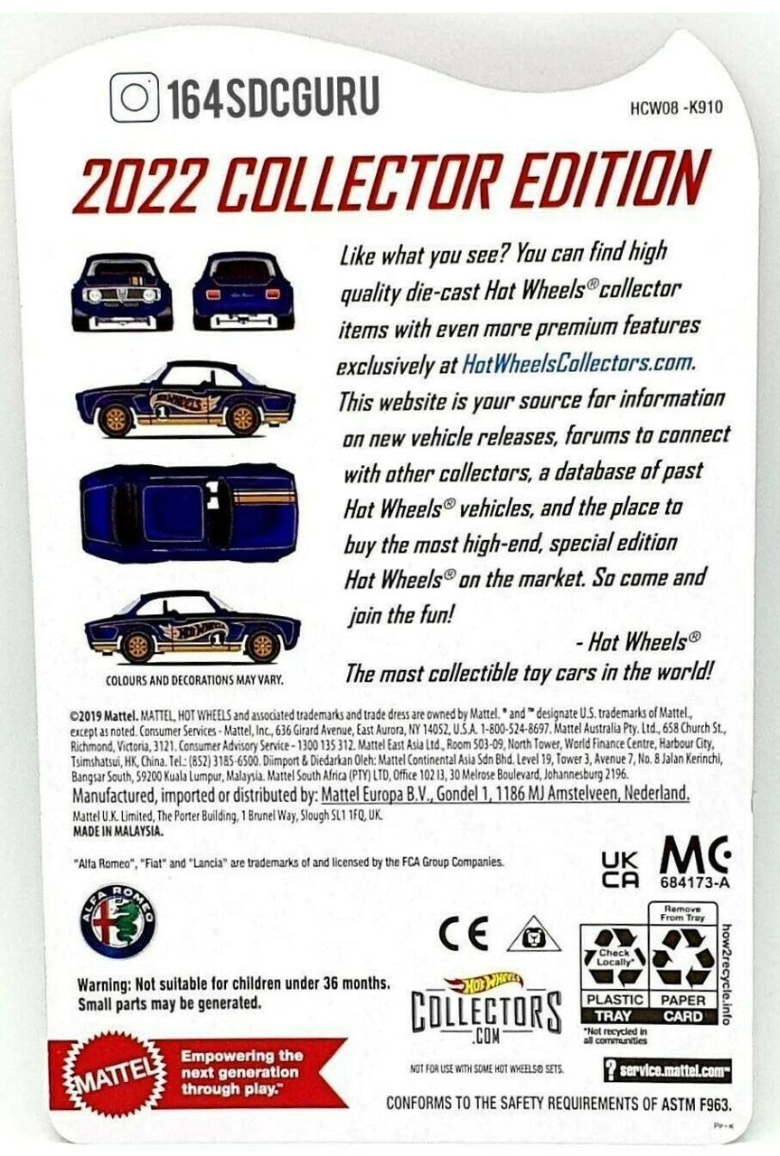 Alfa Romeo Giulia Sprint GTA Edición Coleccionista Hot Wheels 2022 - Exclusivo de Dollar General - HCW08