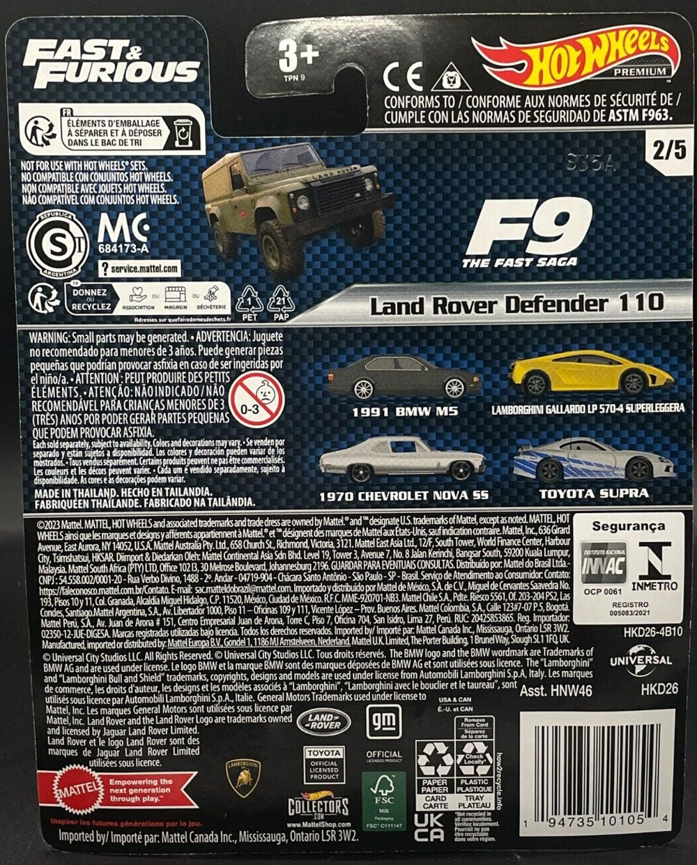 Hot Wheels Fast & Furious Land Rover Defender 110 HKD26 - Premium avec de vrais pilotes