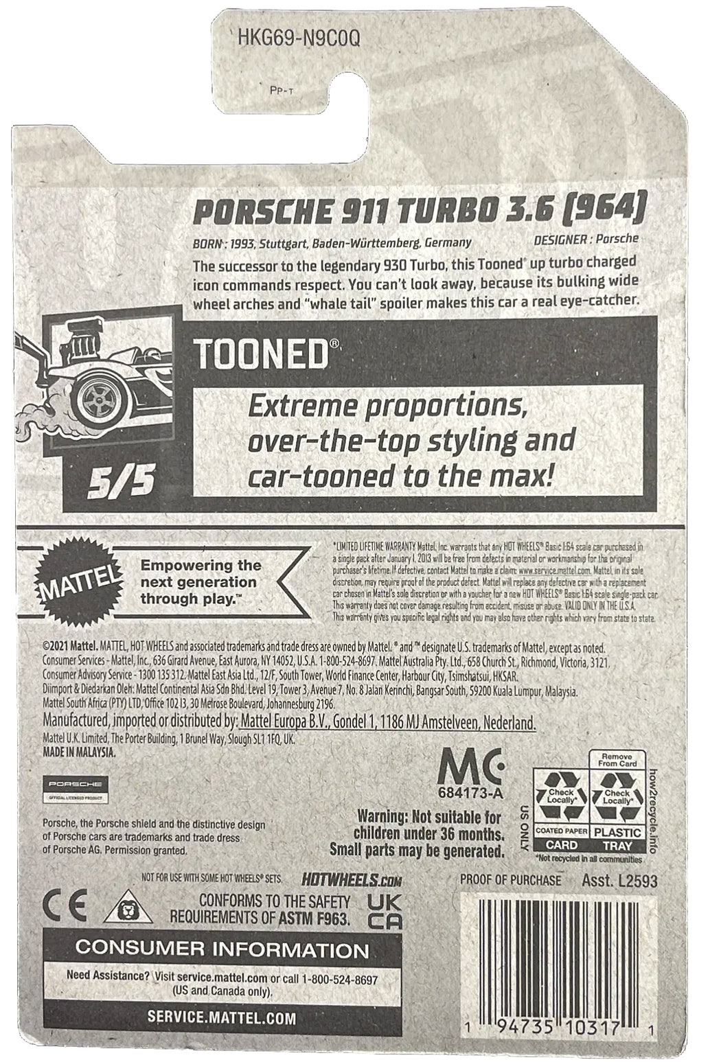 Porsche 911 Turbo 3.6 (964) Hot Wheels HW Tooned HKG69