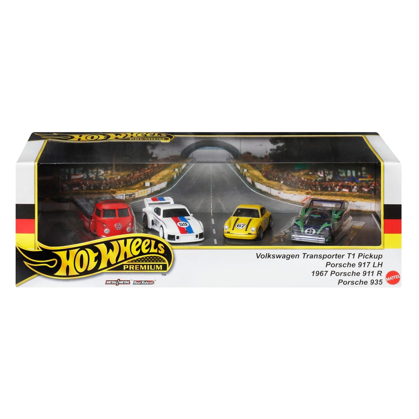 Coffret de collection Hot Wheels Premium 2024, Porsche Nürburgring – HRT54 – German Racers