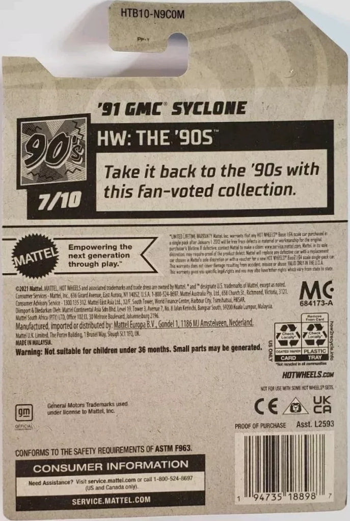 Hot Wheels '91 GMC Syclone HW Les années 90 HTB10