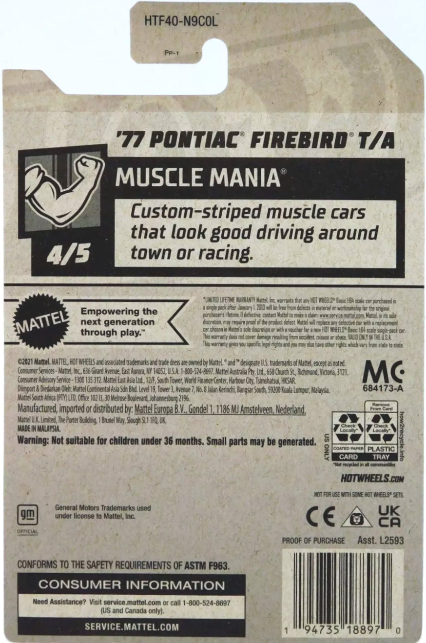 Hot Wheels '77 Pontiac Firebird T/A HW Muscle Mania HTF40 - 2024 Super Treasure Hunt