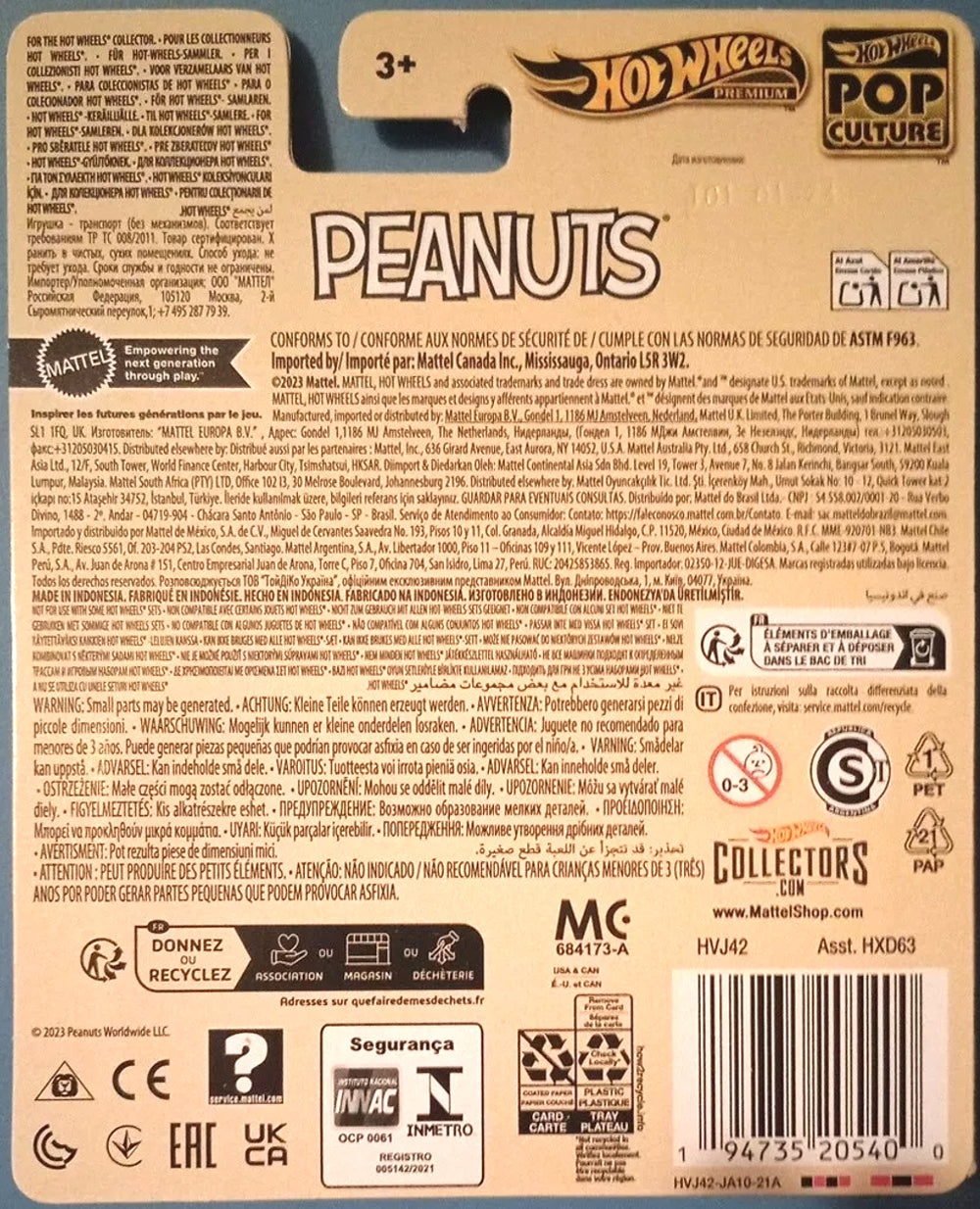 Hot Wheels Pop Culture Peanuts Snoopy HVJ42 - Premium con jinetes reales - Mix 2