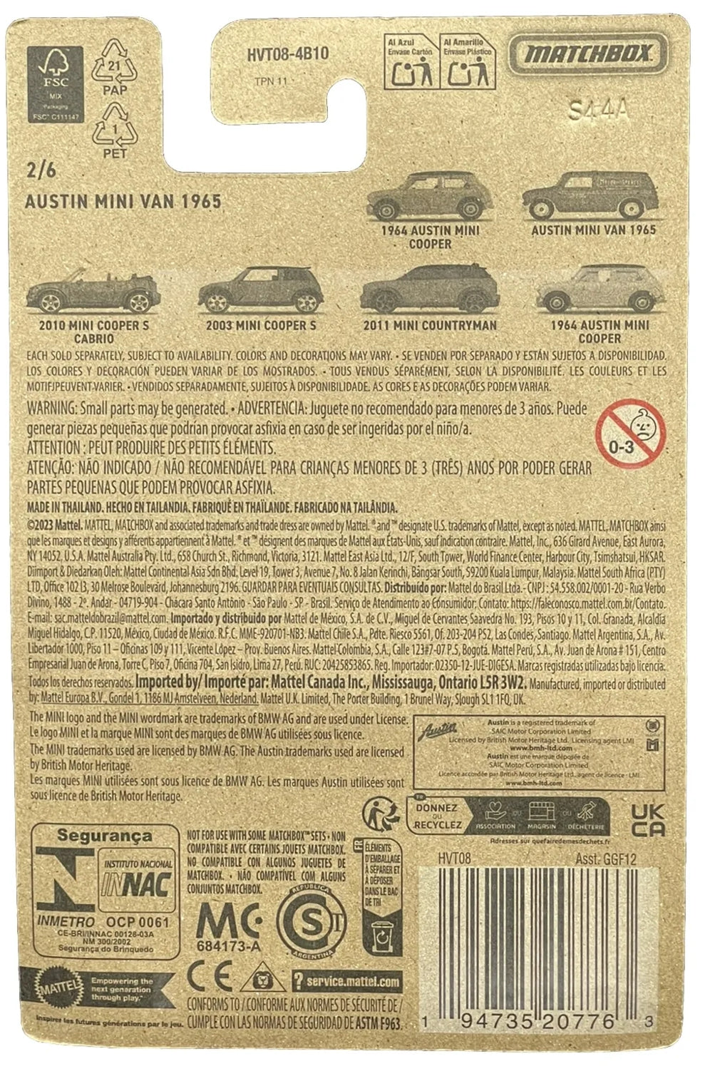 MATCHBOX Mini Series 2024 - HVT07-GFF12 - Juego de seis (6) - Exclusivo de Walmart