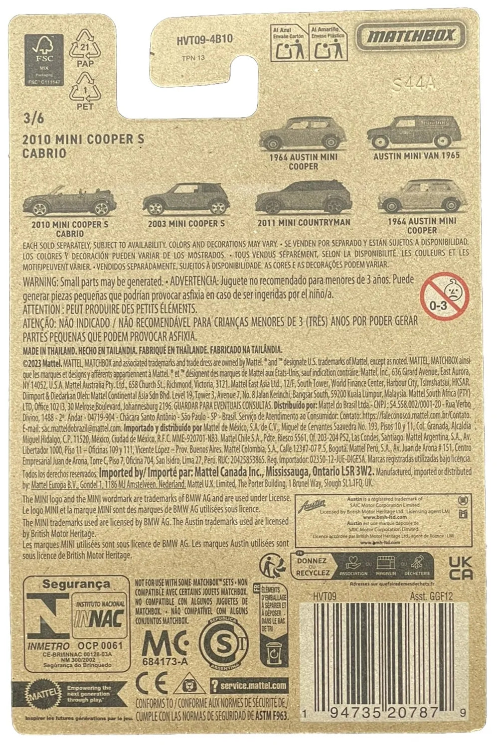 MATCHBOX Mini Series 2024 - HVT07-GFF12 - Juego de seis (6) - Exclusivo de Walmart
