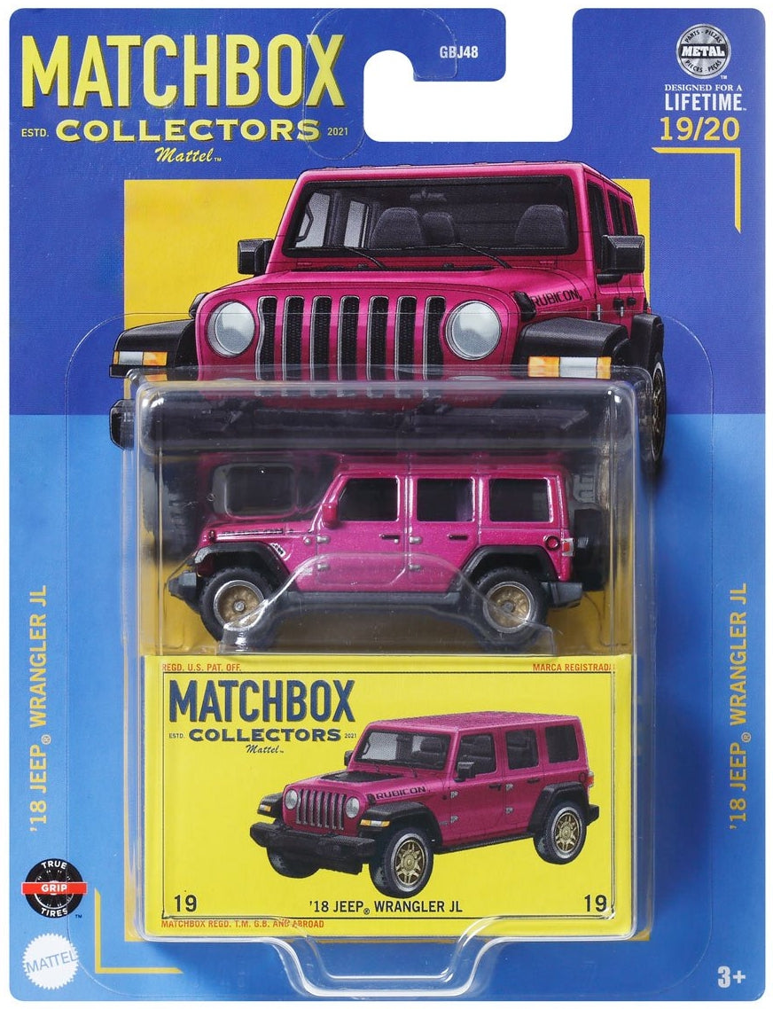 Jeep Wrangler JL HVW24 de collection MATCHBOX 2018 - Premium avec pneus True Grip