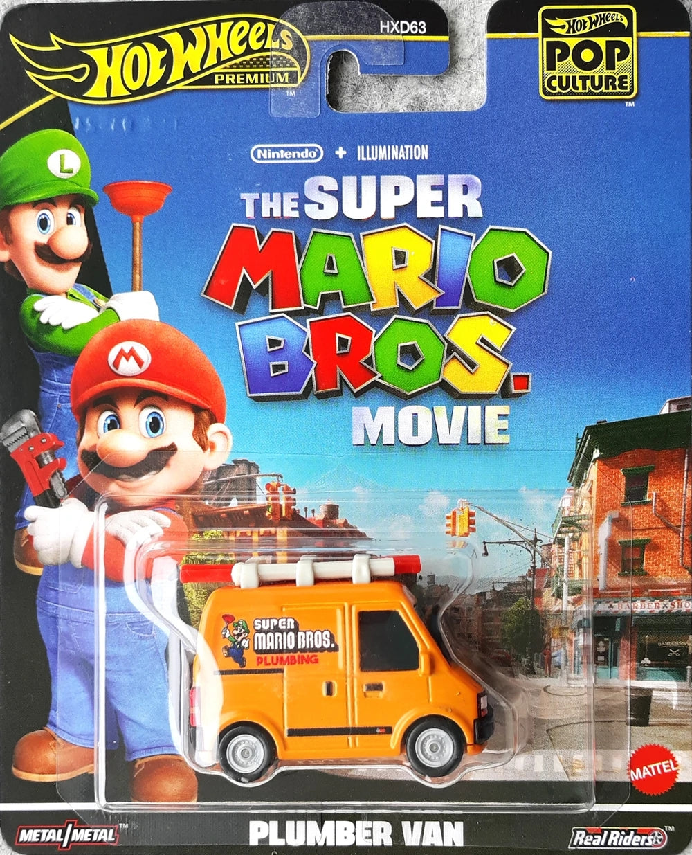 Hot Wheels Cultura Pop La Película de Super Mario Bros. Plumber Van HXF03 - Premium con Pilotos Reales - Mix 4