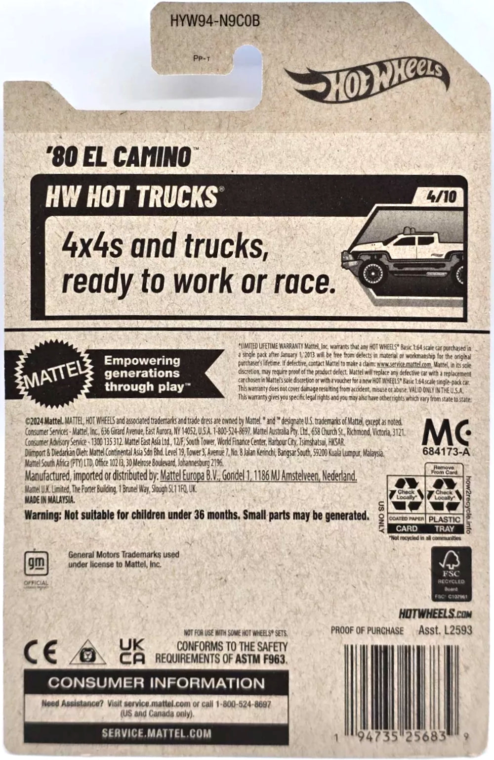 Hot Wheels '80 El Camino HW Hot Trucks HYW94