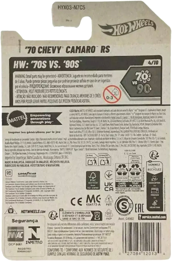 Hot Wheels Chevy Camaro RS HW '70 vs. '90 HYX03