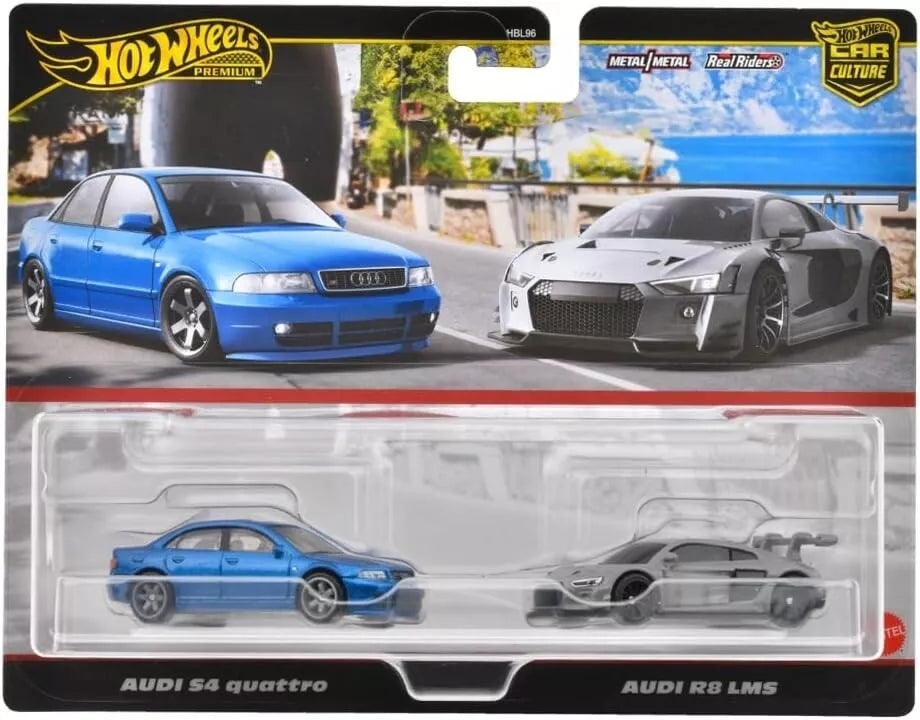 Pack de 2 voitures Hot Wheels Premium Culture – Audi S4 Quattro et Audi R8 LMS - JDY82