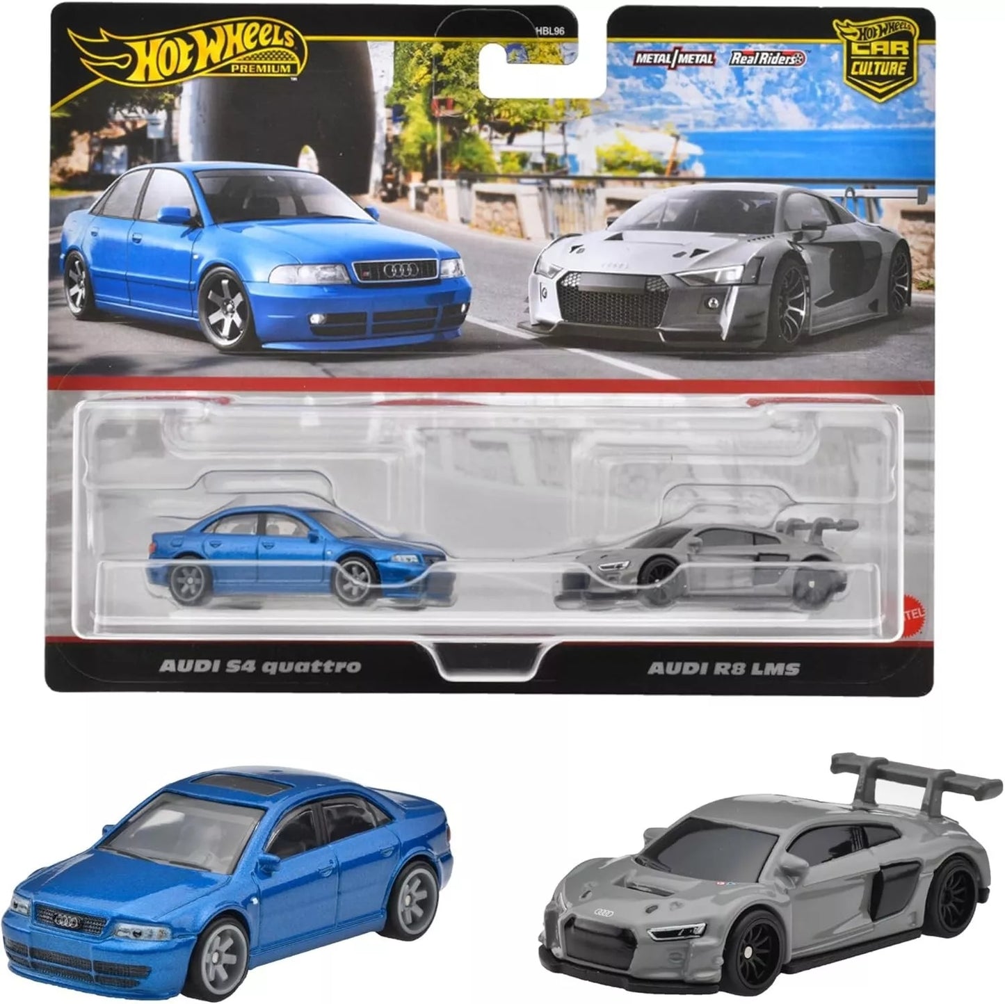 Pack de 2 voitures Hot Wheels Premium Culture – Audi S4 Quattro et Audi R8 LMS - JDY82