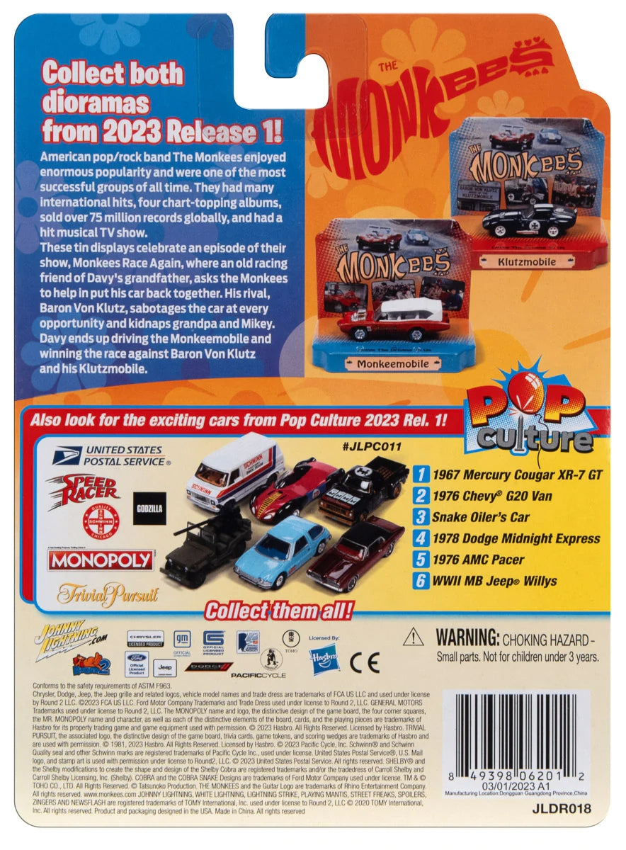Johnny Lightning The Monkees - Diorama de la pantalla grande del Monkeemobile 2023 - JLSP333 - Edición limitada