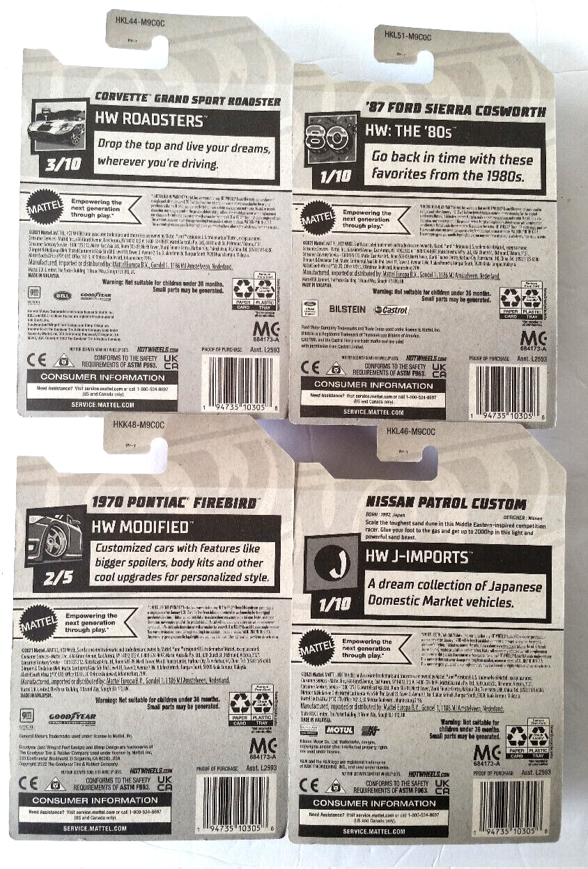 Hot Wheels Kroger - Juego de 4 exclusivo - 2023 - HKL44-HKL51