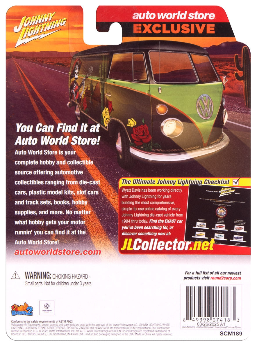 Johnny Lightning 1965 Volkswagen Transporter Day of the Dead (Auto World Store Exclusive) - SCM189 - Limited Edition