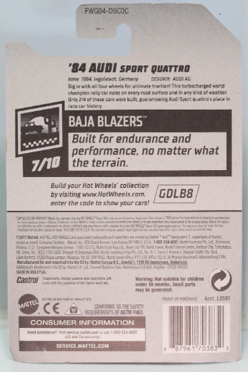 Hot Wheels Audi Sport Quattro HW Baja Blazers FWG04 del 84