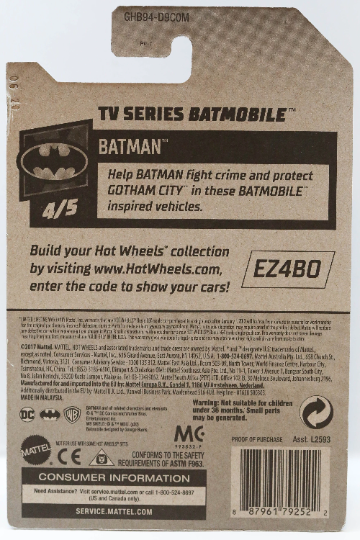 Batmobile HW Batman GHB94 de la série télévisée Hot Wheels