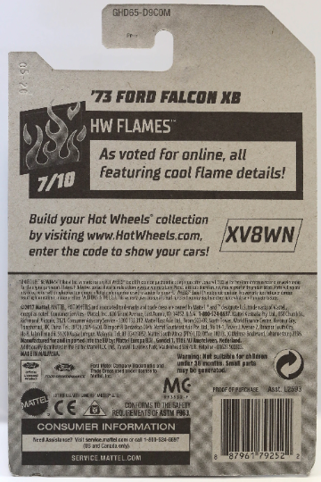 Hot Wheels '73 Ford Falcon XB HW Flames GHD65 - Plus (+) une Hot Wheel en bonus