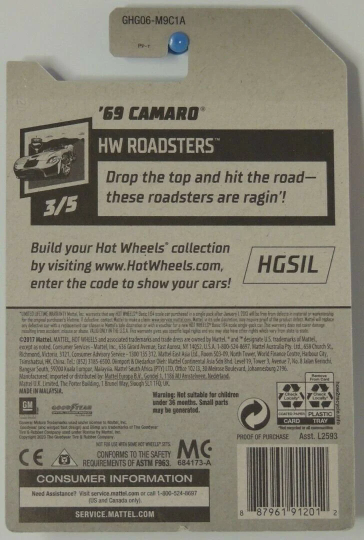 Hot Wheels '69 Camaro HW Roadsters GHG06 - Más (+) un Hot Wheel de bonificación