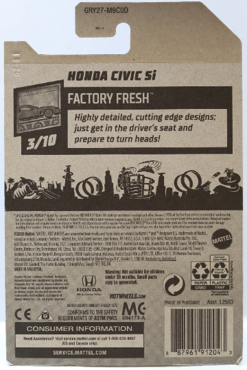 Hot Wheels Honda Civic Si HW Factory Fresh GRY27
