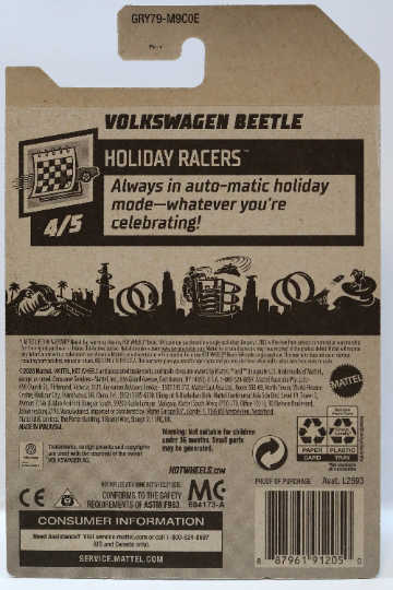 Hot Wheels Volkswagen Beetle HW Holiday Racers GRY79 Keychain - Valentine Edition - Perfect Gift