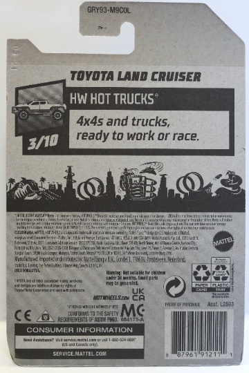 Hot Wheels Toyota Land Cruiser HW Hot Trucks GRY93 - Plus (+) un Hot Wheel en bonus