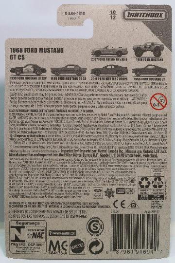 MATCHBOX 1968 Ford Mustang GT CS GTL04 - Exclusivité Walmart 2020