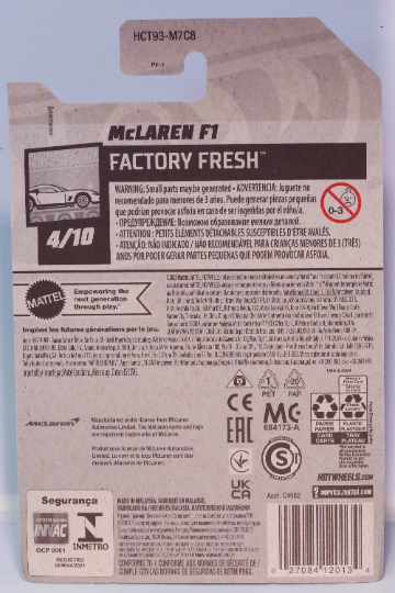Hot Wheels McLaren F1 HW Factory Fresh HCT93