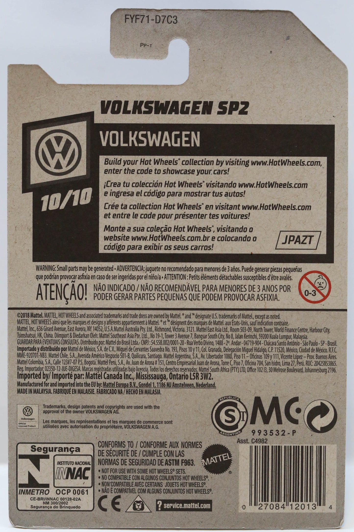 Hot Wheels Volkswagen SP2 HW Volkswagen FYF71 - Plus (+) a Bonus Hot Wheel