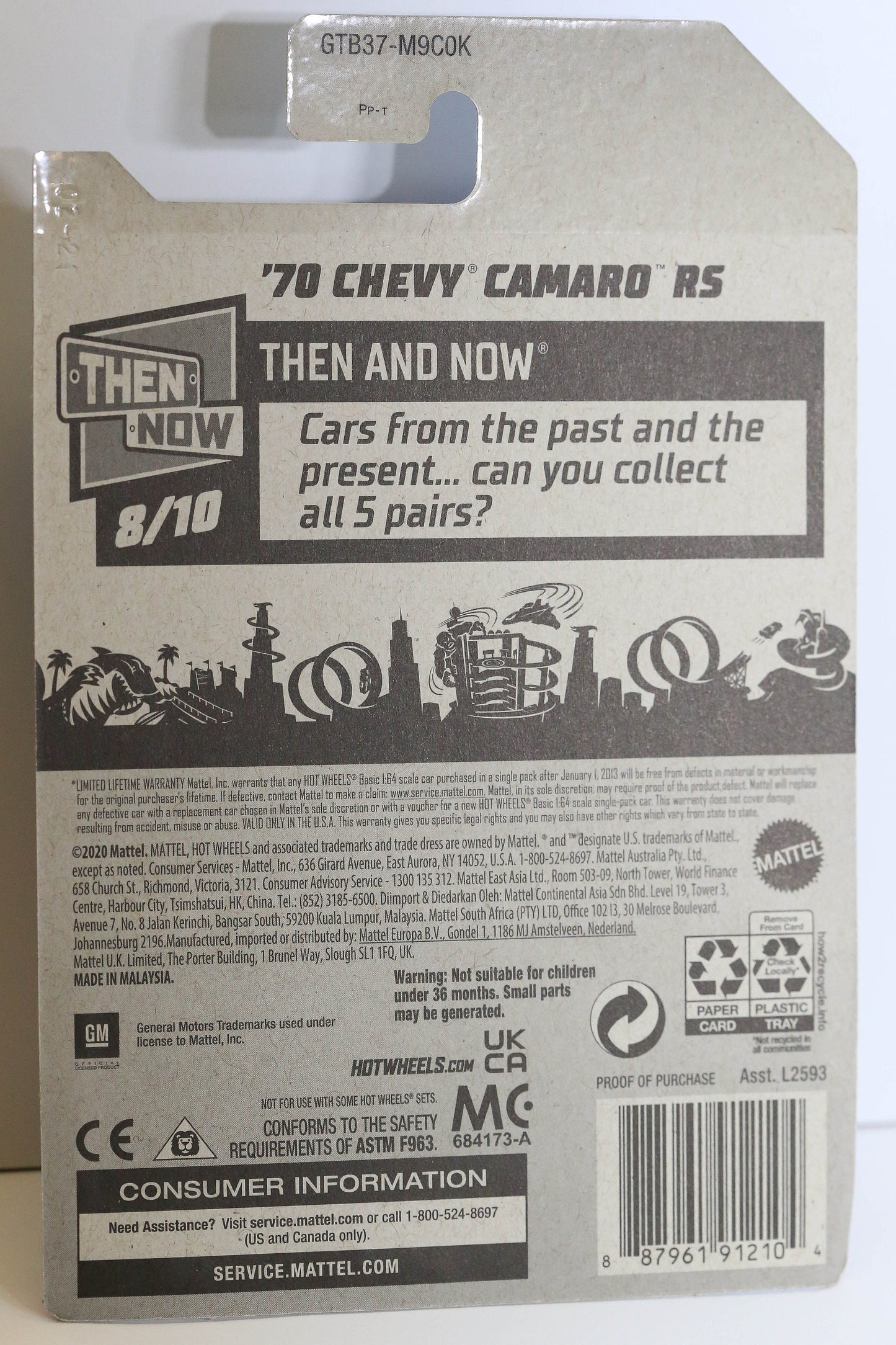 Hot Wheels '70 Chevy Camaro RS HW Then and Now GTB37 - Plus (+) a Bonus Hot Wheel
