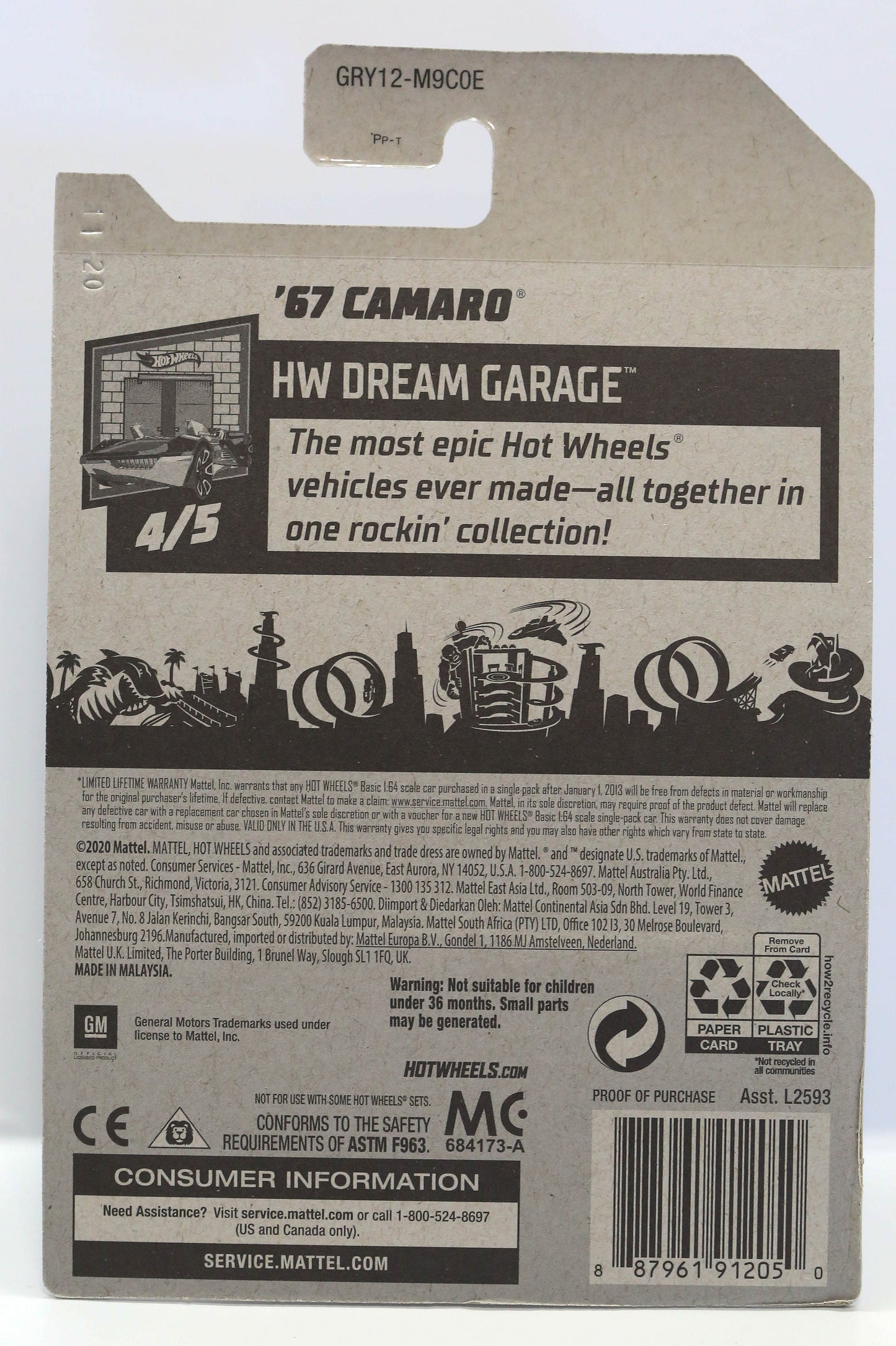 Hot Wheels '67 Camaro HW Dream Garage GRY12 - Más (+) un Hot Wheel de bonificación