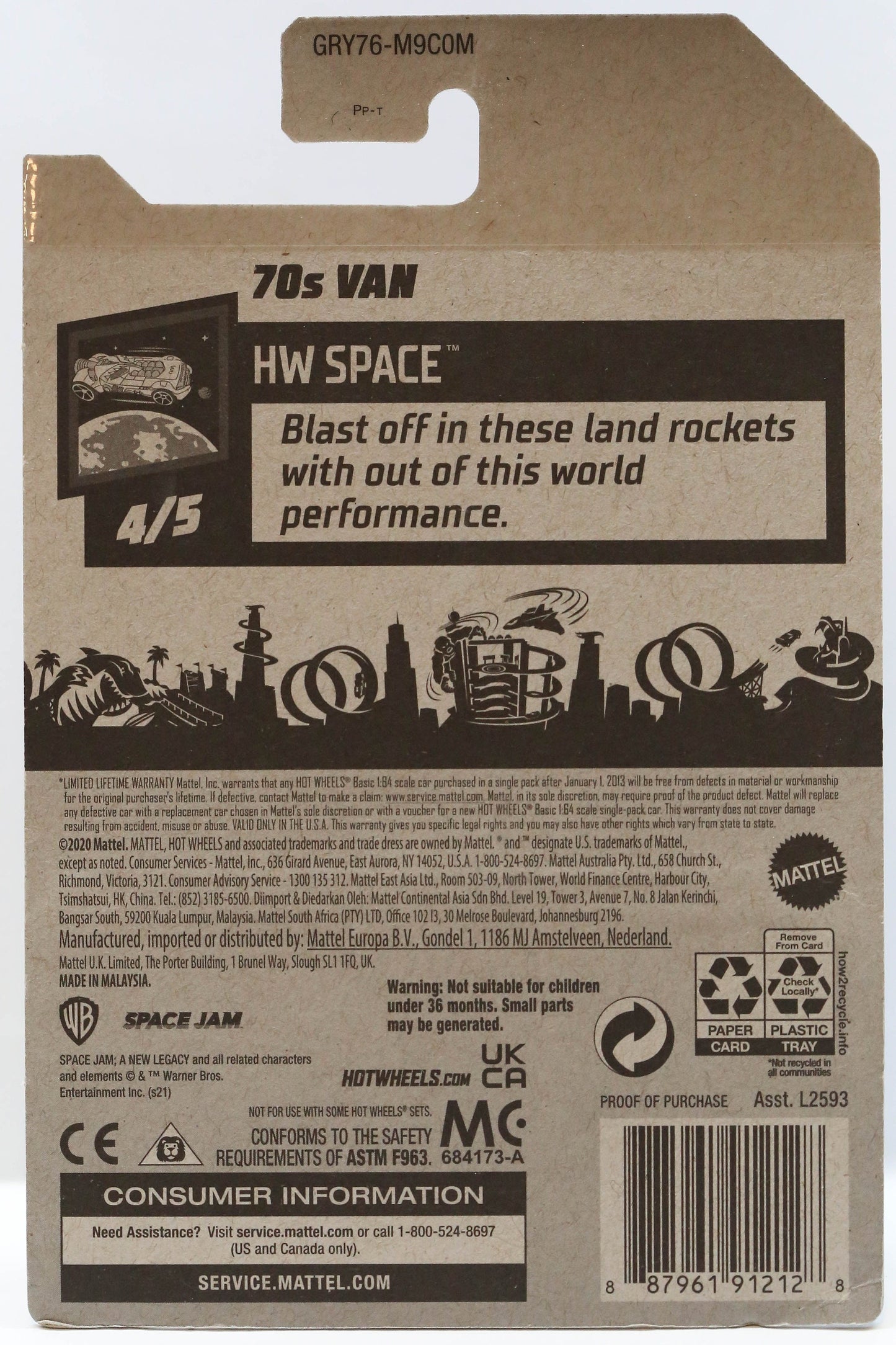 Furgoneta Hot Wheels de los 70 HW Space GRY76 - Space Jam - Más (+) una Hot Wheel de bonificación