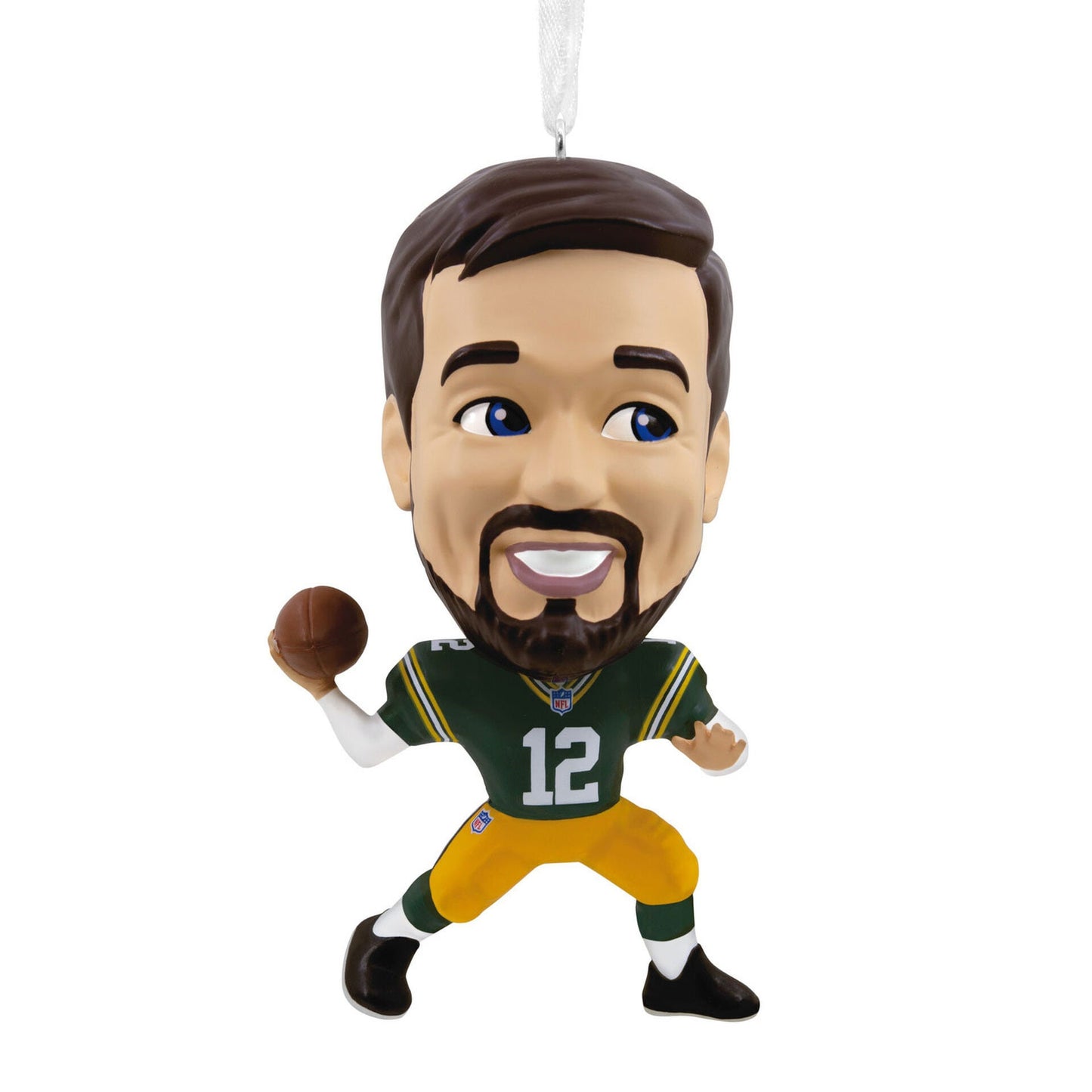 Adorno navideño Hallmark NFL Green Bay Packers Aaron Rodgers, compañero saltando - 10SL2274